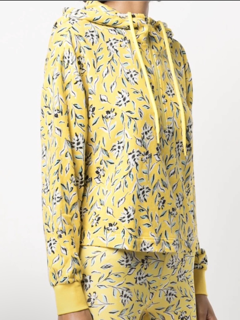 Alice and Olivia Quinlan Half Zip Hoodie Size Small Yellow Floral